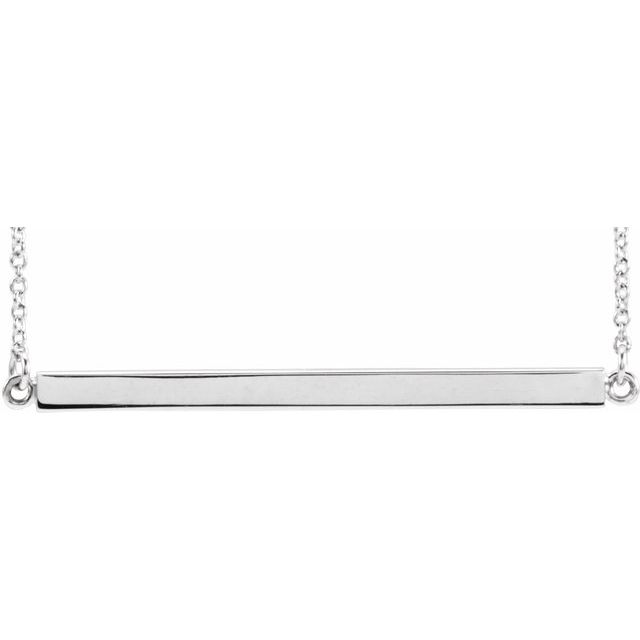 Sterling Silver Engravable Four-Sided Bar 18' Necklace