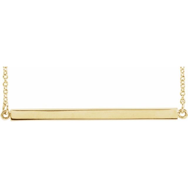 14K Yellow Engravable Four-Sided Bar 18' Necklace
