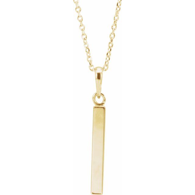 14K Yellow Engravable Four-Sided Bar 16-18' Necklace