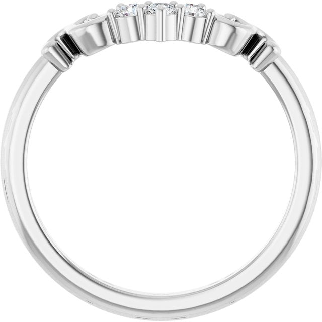 14K White .08 CTW Lab-Grown Diamond Contour Band