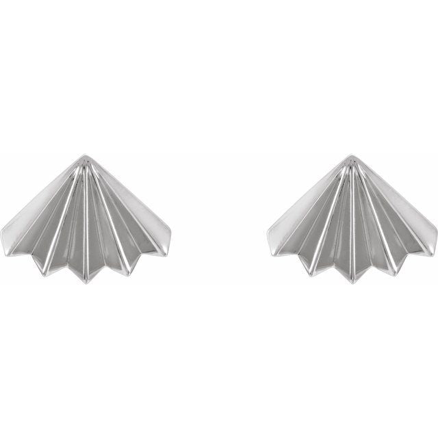 14K White Fan Stud Earrings