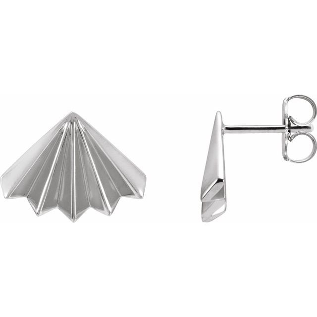 14K White Fan Stud Earrings