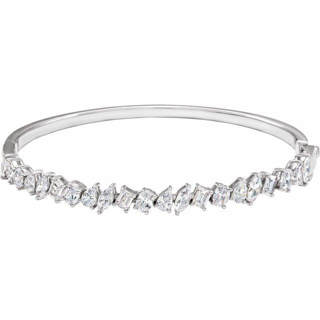14K White 4 1/5 CTW Lab-Grown Diamond Bangle 7' Bracelet