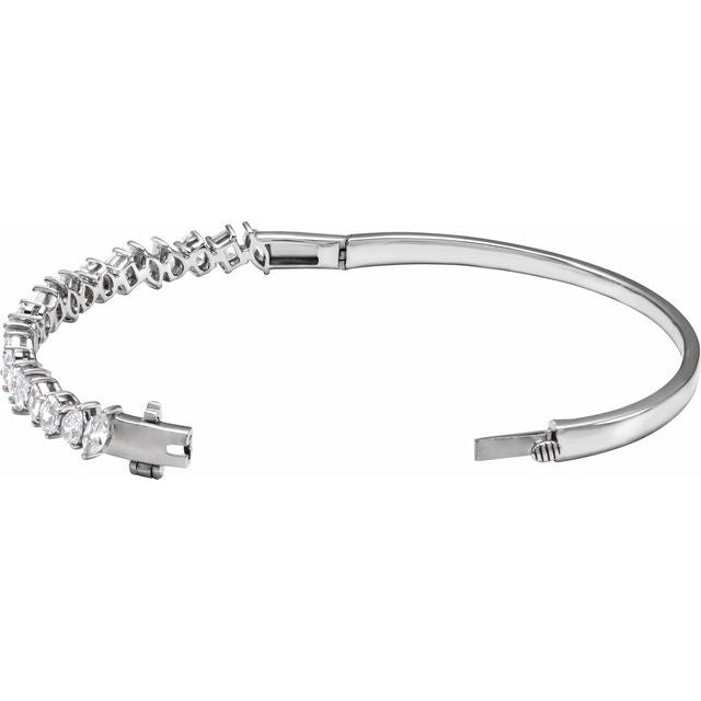 14K White 4 1/5 CTW Lab-Grown Diamond Bangle 7' Bracelet
