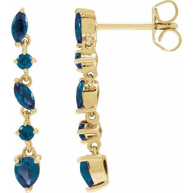14K Yellow Natural Blue Sapphire Earrings