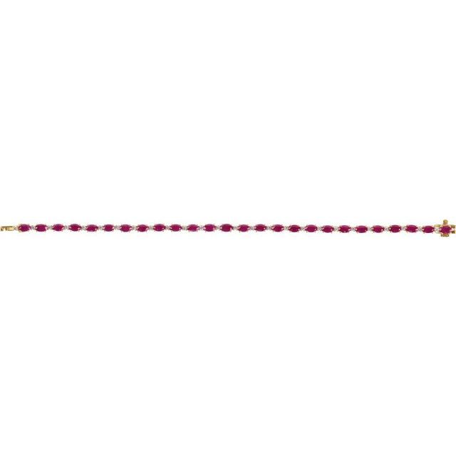 14K Yellow Lab-Grown Ruby & 5/8 CTW Lab-Grown Diamond Line 7' Bracelet