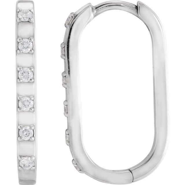 14K White 1/6 CTW Natural Diamond 19.5 mm Hoop Earrings