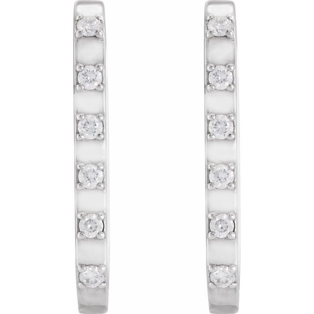 14K White 1/6 CTW Natural Diamond 19.5 mm Hoop Earrings