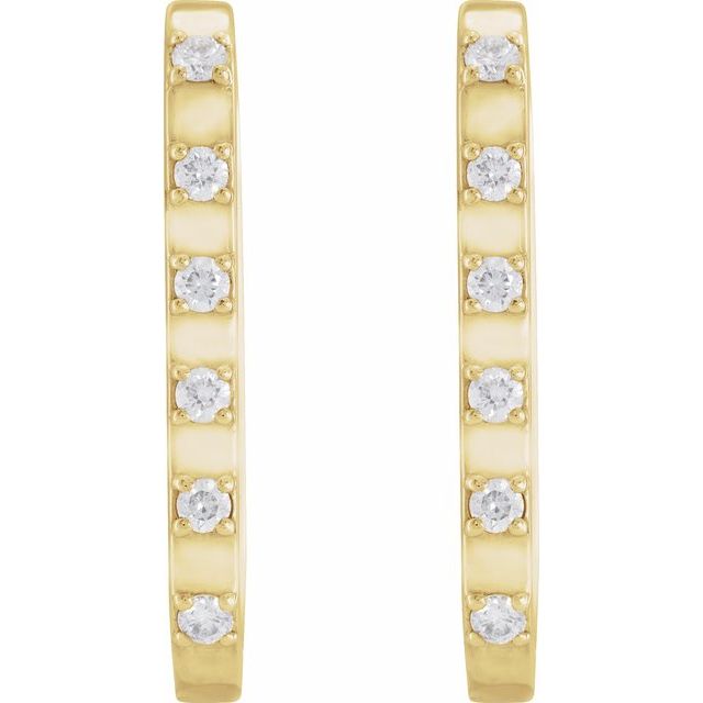 14k Yellow 1/6 Ctw Natural Diamond 19.5 Mm Hoop Earrings