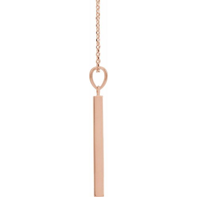 14K Rose Engravable Four-Sided Bar 16-18' Necklace