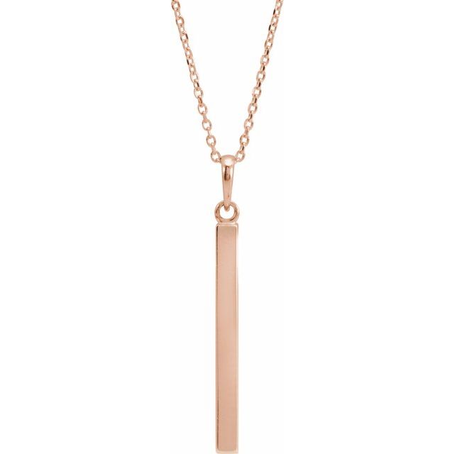 14K Rose Engravable Four-Sided Bar 16-18' Necklace