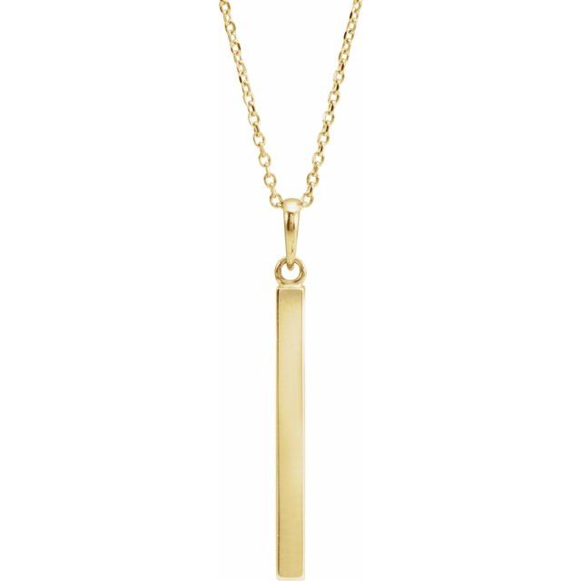 14K Yellow Engravable Four-Sided Bar 16-18' Necklace
