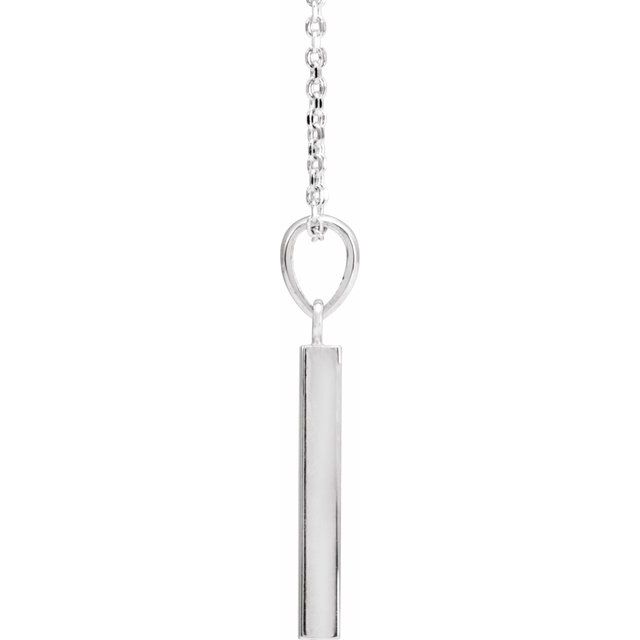 Sterling Silver Engravable Four-Sided Bar 16-18' Necklace