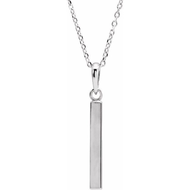 Sterling Silver Engravable Four-Sided Bar 16-18' Necklace