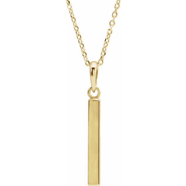 14K Yellow Engravable Four-Sided Bar 16-18' Necklace