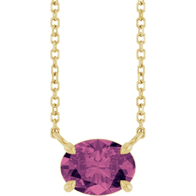 14K Yellow Natural Pink Tourmaline 18' Necklace