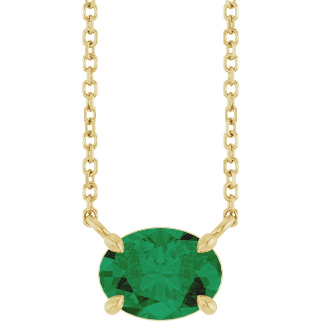 14K Yellow Lab-Grown Emerald 18' Necklace