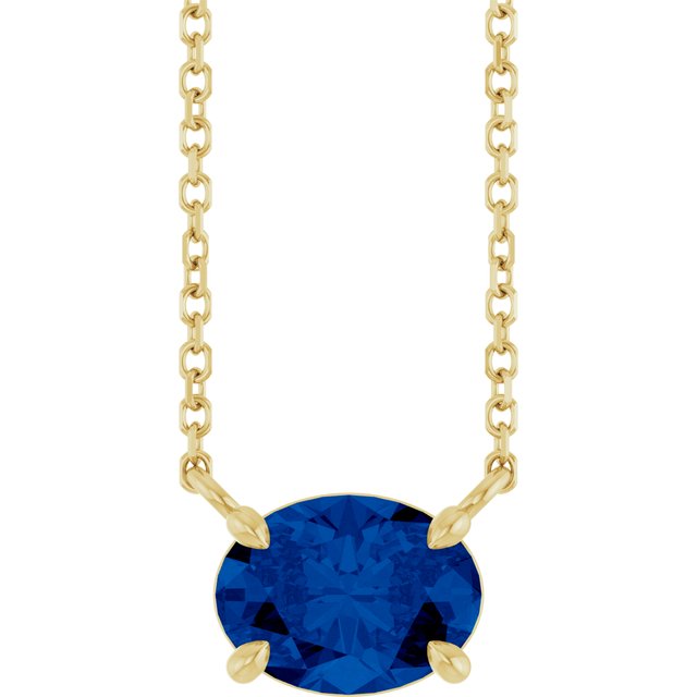 14K Yellow Natural Blue Sapphire 18' Necklace
