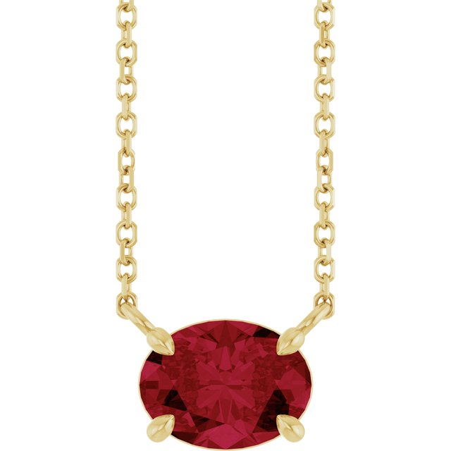 14K Yellow Lab-Grown Ruby 18' Necklace
