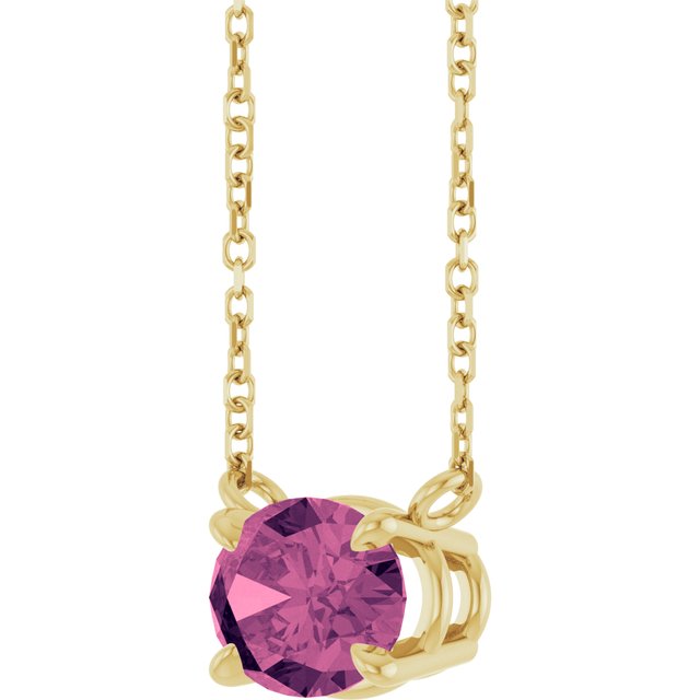 14K Yellow Natural Pink Tourmaline 18' Necklace