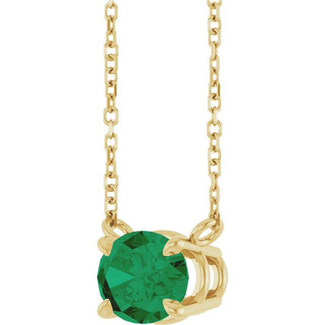 14K Yellow Lab-Grown Emerald 18' Necklace