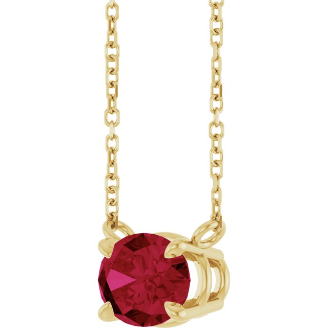 14K Yellow Lab-Grown Ruby 18' Necklace