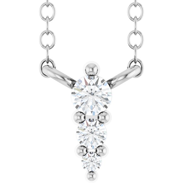 14K White .05 CTW Lab-Grown Diamond Graduated 18' Necklace