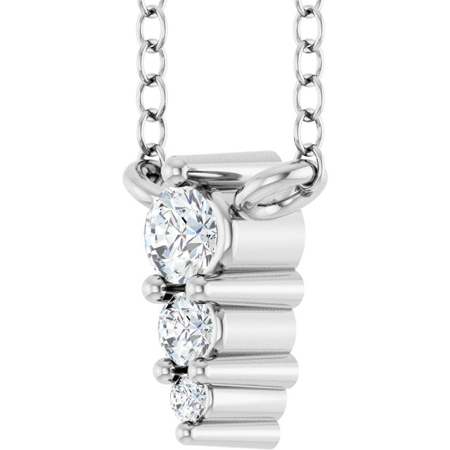 14K White .05 CTW Lab-Grown Diamond Graduated 18' Necklace