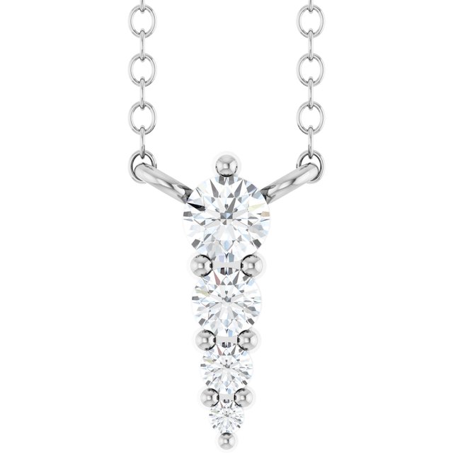 14K White 1/8 CTW Natural Diamond Graduated 18' Necklace