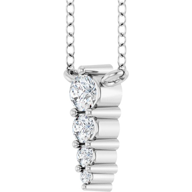 14K White 1/8 CTW Lab-Grown Diamond Graduated 18' Necklace