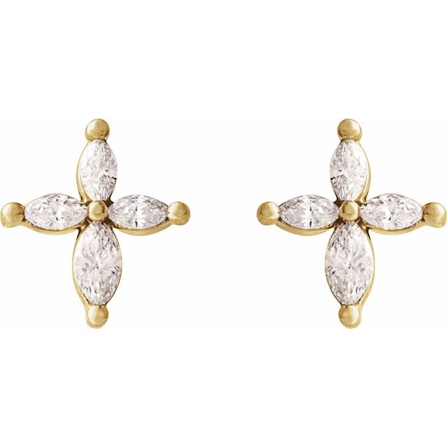 14K Yellow 1/3 CTW Natural Diamond Cross Earrings