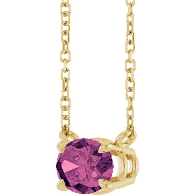 14K Yellow Natural Pink Tourmaline 18' Necklace