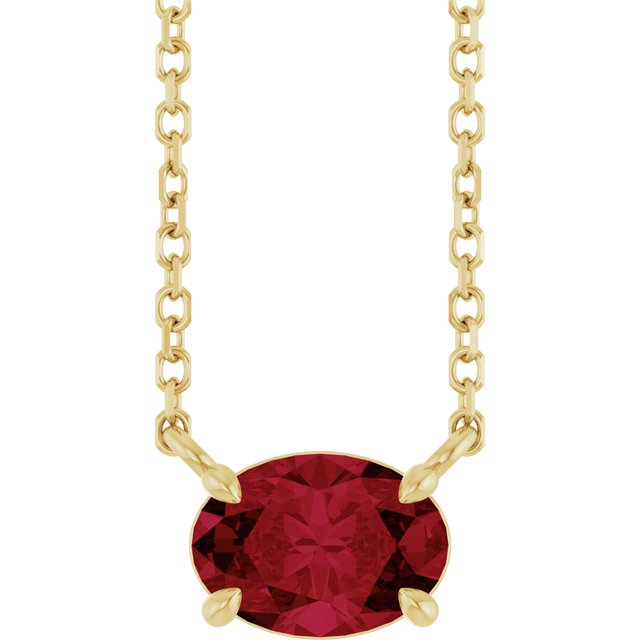 14K Yellow Lab-Grown Ruby 18' Necklace