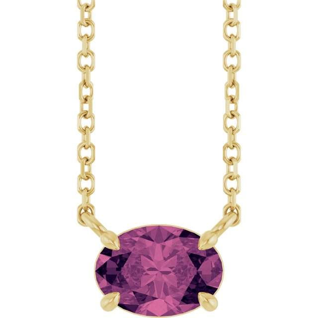 14K Yellow Natural Pink Tourmaline 18' Necklace