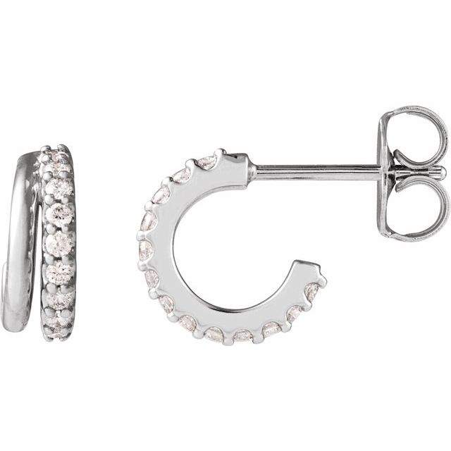 14K White 1/6 CTW Lab-Grown Diamond Hoop Earrings