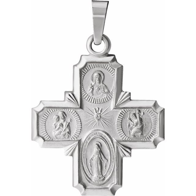 Sterling Silver 18x18 mm Four-Way Cross Medal