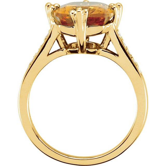 14K Yellow Natural Citrine & .08 CTW Natural Diamond Ring