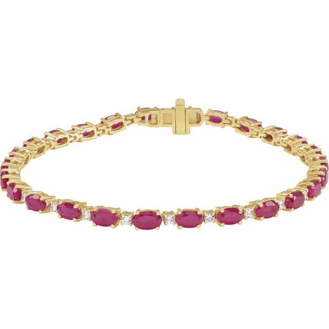 14K Yellow Lab-Grown Ruby & 5/8 CTW Lab-Grown Diamond Line 7' Bracelet