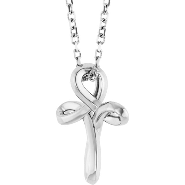 14K White Freeform Cross 16-18' Necklace