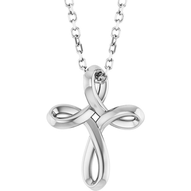 Sterling Silver Freeform Cross 16-18' Necklace
