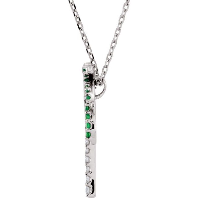 14K White Natural Tsavorite Garnet & .08 CTW Natural Diamond 16' Necklace