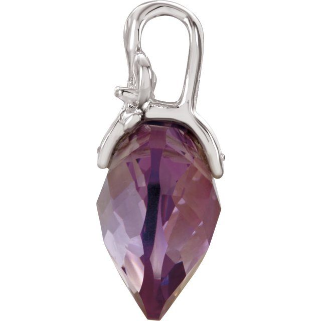 Sterling Silver Natural Amethyst Fleur-de-lis Heart Pendant