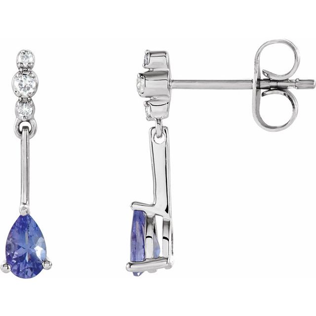 14K White Natural Tanzanite & .05 CTW Natural Diamond Earrings