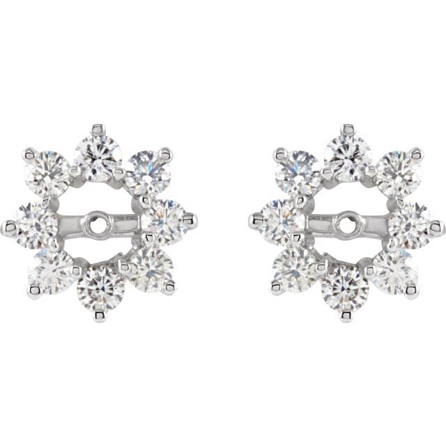 14K White 1 1/8 CTW Diamond Earring Jackets with 4.5mm ID