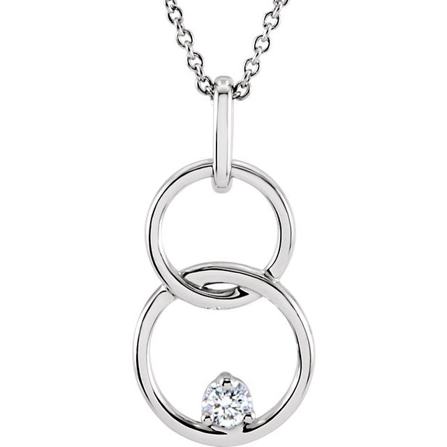 14K White .04 CT Natural Diamond 18' Necklace