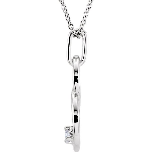 14K White .04 CT Natural Diamond 18' Necklace