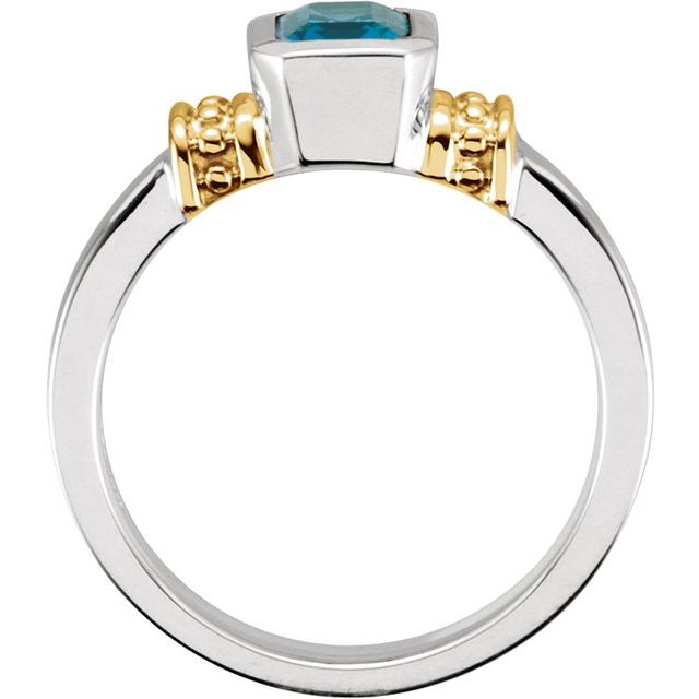 Sterling Silver & 14K Yellow Natural London Blue Topaz Ring