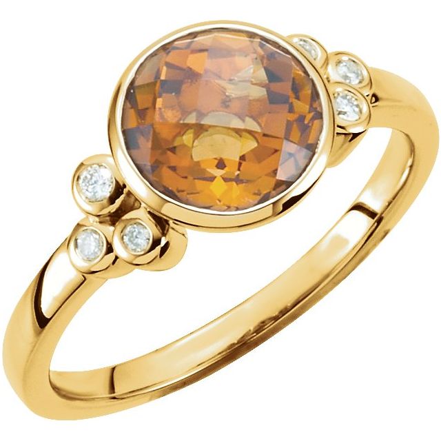 14K Yellow Natural Citrine & .07 CTW Natural Diamond Ring