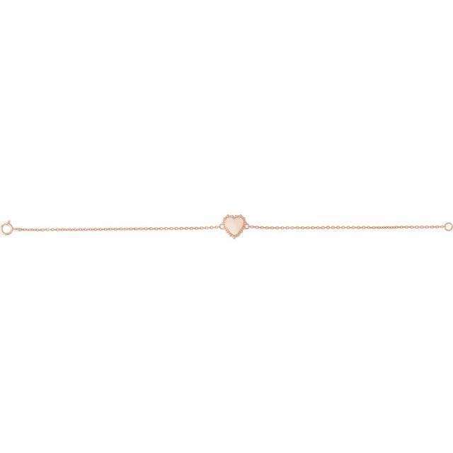 14K Rose Heart 7' Bracelet