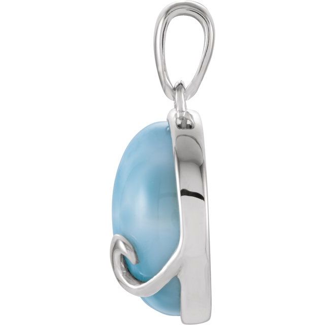 Sterling Silver Natural Larimar Cabochon Pendant